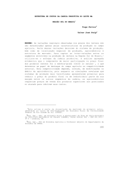ESTRUTURA DE CUSTOS DA CADEIA PRODUTIVA DO