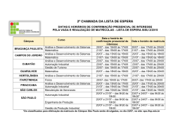 2ª CHAMADA DA LISTA DE ESPERA