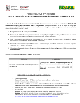 Edital de Convoca&ccedil;&atilde;o da Lista de Espera para Ocupa&ccedil;&atilde;o das