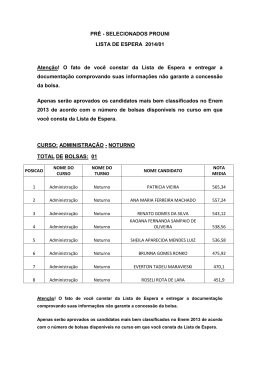 PR&Eacute; - SELECIONADOS PROUNI LISTA DE ESPERA