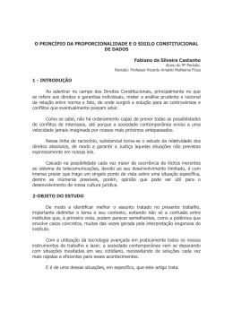 O princípio da proporcionalidade e o sigilo constitucional de dados