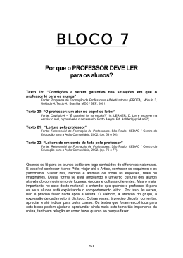 O PROFESSOR: UM ATOR NO PAPEL DE LEITOR