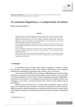 As estruturas lingu&iacute;sticas e a compreens&atilde;o em