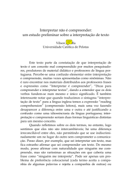 Interpretar n&atilde;o &eacute; compreender: um estudo