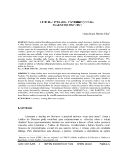 leitura liter&aacute;ria: contribui&ccedil;&otilde;es da an&aacute;lise do discurso