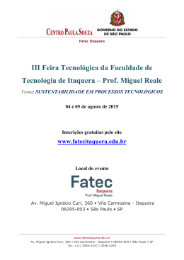 III Feira Tecnol&oacute;gica da Faculdade de Tecnologia de Itaquera