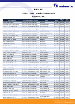 PROUNI Rela&ccedil;&atilde;o de Aprovados Lista de Espera