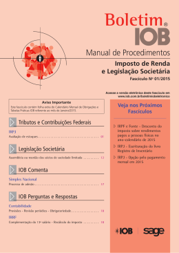 IOB - Imposto de Renda - n&ordm; 01/2015