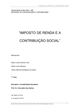 IMPOSTO DE RENDA E CONTRIBUI&Ccedil;&Atilde;O SOCIAL