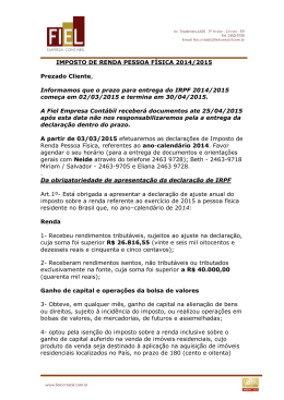 IMPOSTO DE RENDA PESSOA FÍSICA 2014/2015 Prezado Cliente