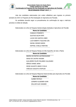 SELECIONADOS PPGAP 2015 / 1 Lista dos candidatos