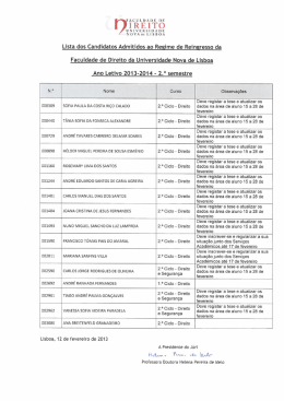 Lista dos Candidatos Admitidos ao Regime de Rei ngresso da