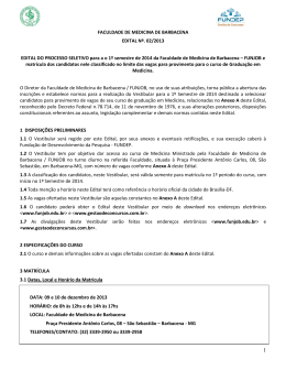 Edital do processo seletivo 1&ordm; semestre de 2014