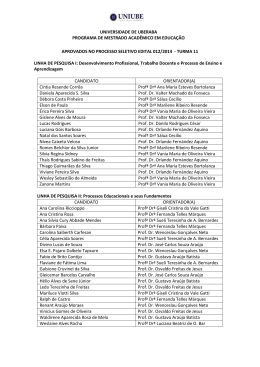 APROVADOS NO PROCESSO SELETIVO EDITAL 012/2014