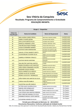 Resultado da Sele&ccedil;&atilde;o PCG - Educa&ccedil;&atilde;o Infantil e