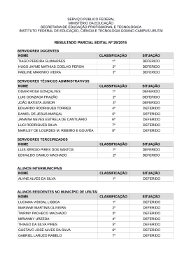resultado preliminar do Edital n&ordm;29/2015