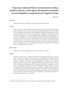 Cópia dos Autos de Polícia Correccional de Lisboa, Arquivo Clínico