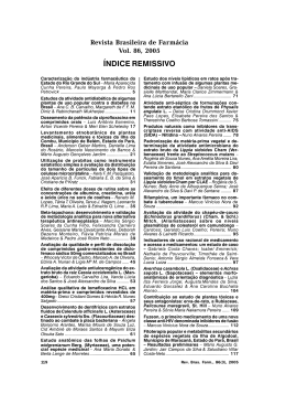 Índice Remissivo Vol.86-2005 - Revista Brasileira de Farmácia
