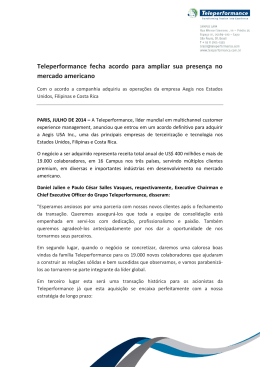 Teleperformance fecha acordo para ampliar sua presença no