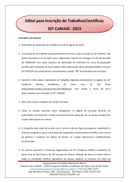 Edital para Inscrição de TrabalhosCientíficos 32º CoMASC