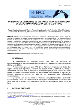 utiliza&ccedil;&atilde;o de lis&iacute;metros de drenagem para determina&ccedil;&atilde;o da