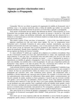 Algumas quest&otilde;es relacionadas com a Agita&ccedil;&atilde;o e a Propaganda