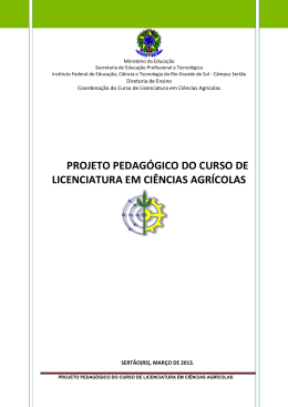 projeto pedag&oacute;gico do curso de licenciatura em ci&ecirc;ncias