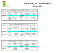 Licenciatura em Ci&ecirc;ncias Sociais Vespertino
