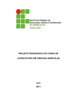 Projeto Pedagógico do Curso de Licenciatura em Ciências Agrícolas