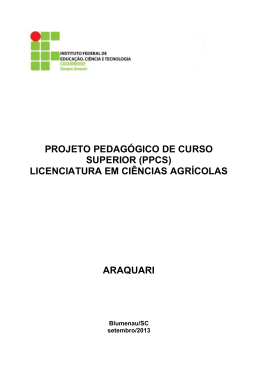 Projeto Pedag&oacute;gico - LICA Licenciatura em Ci&ecirc;ncias Agr&iacute;colas