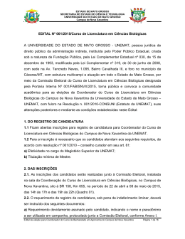 EDITAL N&ordm; 001/2015/Curso de Licenciatura em Ci&ecirc;ncias