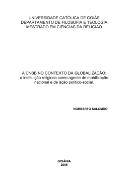 A CNBB no contexto da globaliza&ccedil;&atilde;o - (UCG)