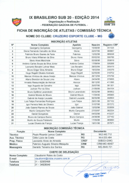 Relação Cruzeiro EC - Federação Gaúcha de Futebol