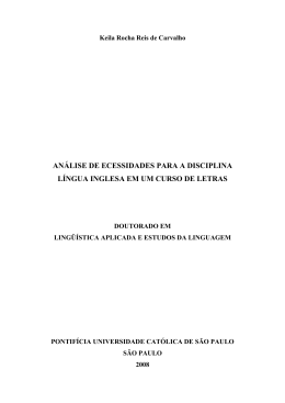 an&aacute;lise de ecessidades para a disciplina l&iacute;ngua inglesa em um
