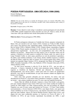 POESIA PORTUGUESA: UMA D&Eacute;CADA (1996