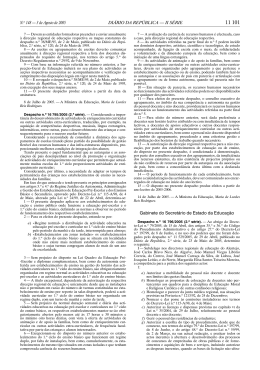 Despacho n.&ordm; 16795/2005. D.R. n.&ordm; 148, S&eacute;rie II de 2005-08-03
