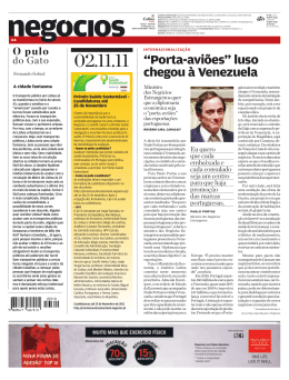 Jornal de Negócios, dia 2 de Novembro de 2011