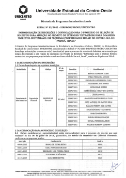 EDITAL Nº 83/2015 – DIRPROGI/PROEC/UNICENTRO