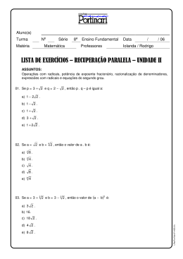 LISTA DE EXERC&Iacute;CIOS &ndash; RECUPERA&Ccedil;&Atilde;O PARALELA &ndash; UNIDADE II