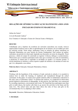 relações de gênero na educação matemática dos anos iniciais do