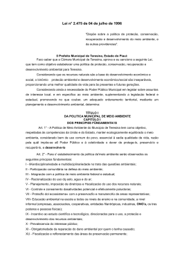 Lei Municipal 2475 - Pol&iacute;tica de Meio Ambiente