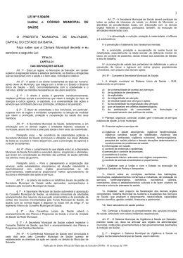 LEI Nº 5.504/99 Institui o CÓDIGO MUNICIPAL DE SAÚDE O