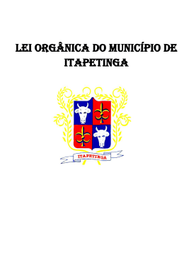 Lei Orgânica do Município de Itapetinga