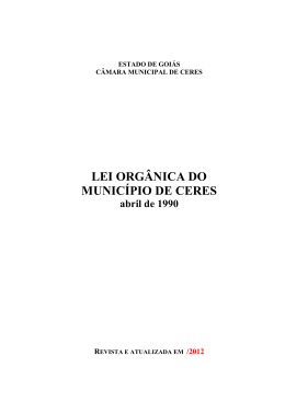 LEI ORG&Acirc;NICA DO MUNIC&Iacute;PIO DE CERES