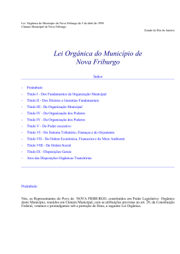 Lei Org&acirc;nica do Munic&iacute;pio de Nova Friburgo - sepex-rj