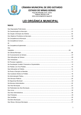 Lei Org&acirc;nica do Munic&iacute;pio de S&atilde;o Gotardo