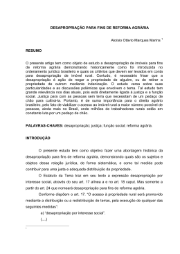DESAPROPRIA&Ccedil;&Atilde;O PARA FINS DE REFORMA AGR&Aacute;RIA