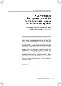 A Universidade Portuguesa: o abrir do fecho de acesso - o