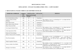 RESULTADO DA 1&ordf; ETAPA EDITAL 065/2013 &ndash; EST&Aacute;GIO N&Atilde;O