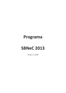 Programa SBNeC 2013 - Sociedade Brasileira de Neuroci&ecirc;ncias e